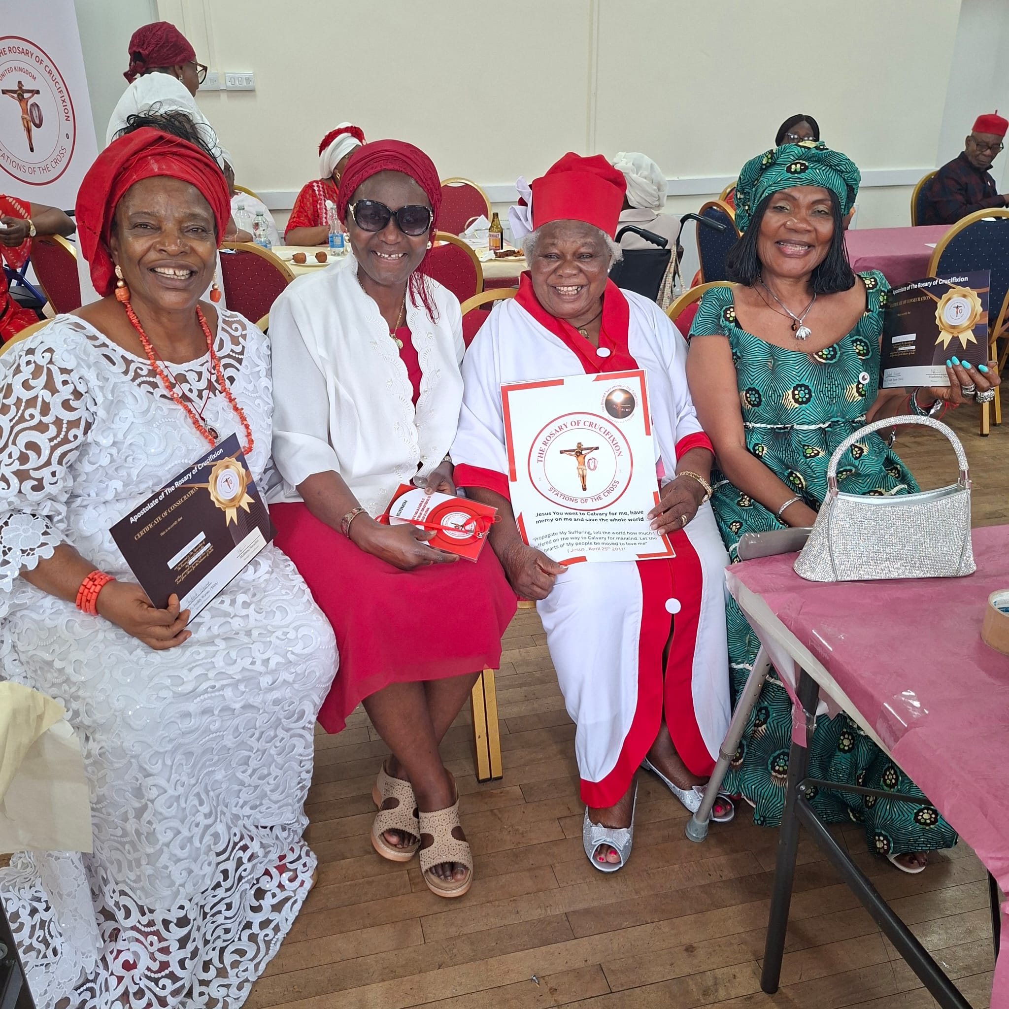 Devotees holding consecration certificates at Walthamstow London